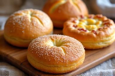 Fresh vegan bakery products including dairy-free pastries and breads